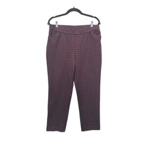 J Jill Pants Women's Size‎ M Petite MP Red Black Gingham Ponte Slim Leg Pull On